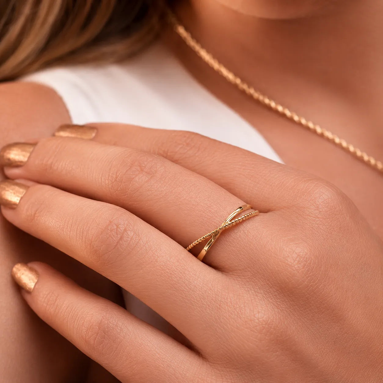 Grazia — Anel de Encontro Dourado