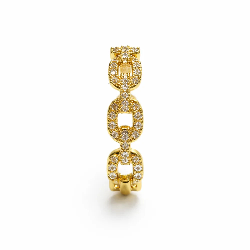 Orlisse — Anel de Elos com Zircônias em Banho de Ouro 14K
