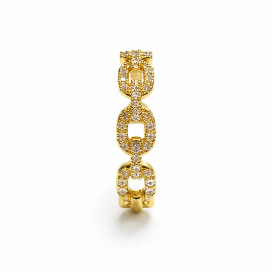 Orlisse — Anel de Elos com Zircônias em Banho de Ouro 14K